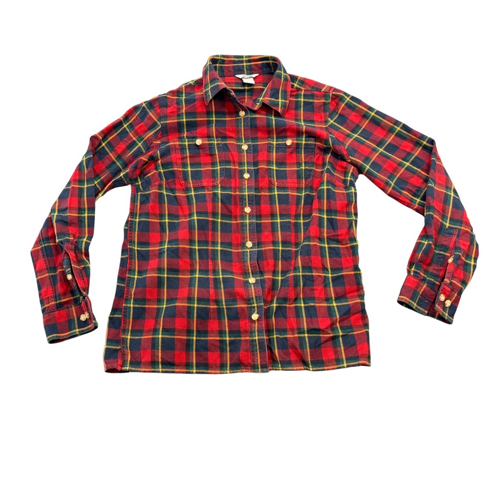Duluth Trading Co Womens Small Red Plaid Flannel Long Sleeve Button Down Shirt